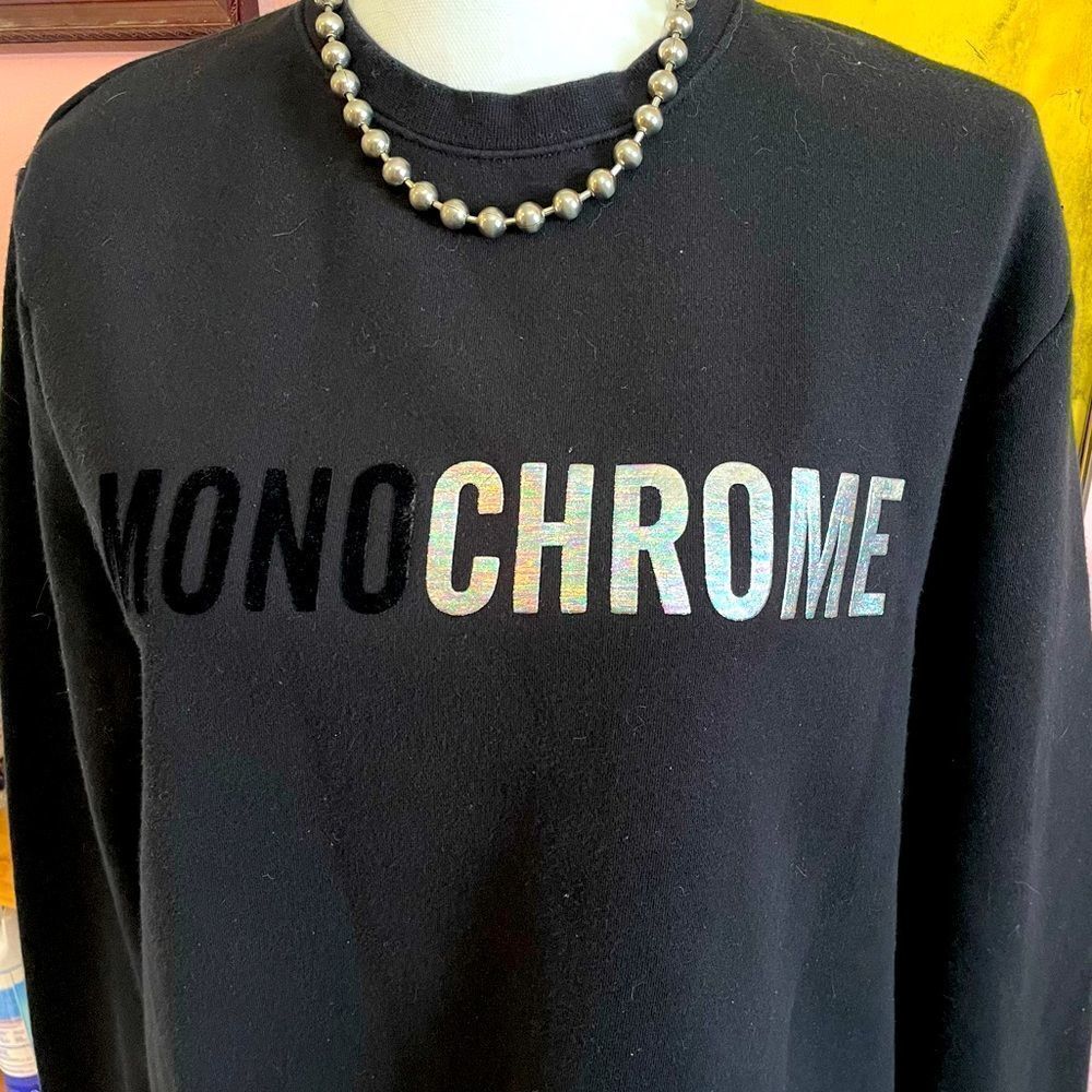 H&M TopsĀ | H&MāMonochrome Black & Holographic Graphic Sweatshirt
